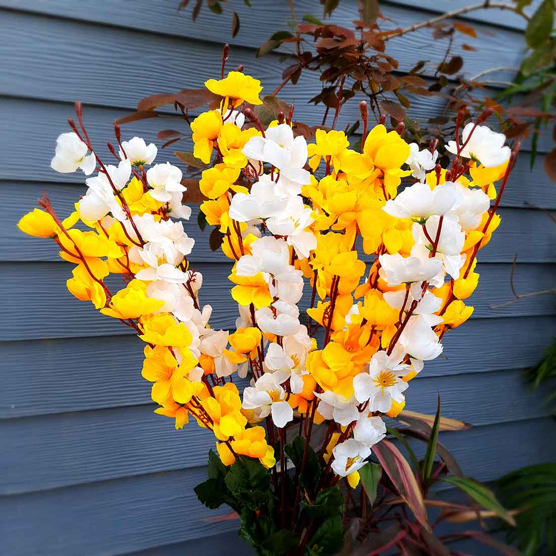 Artificial Flowers Bunch- Apkamart #color_White & Yellow