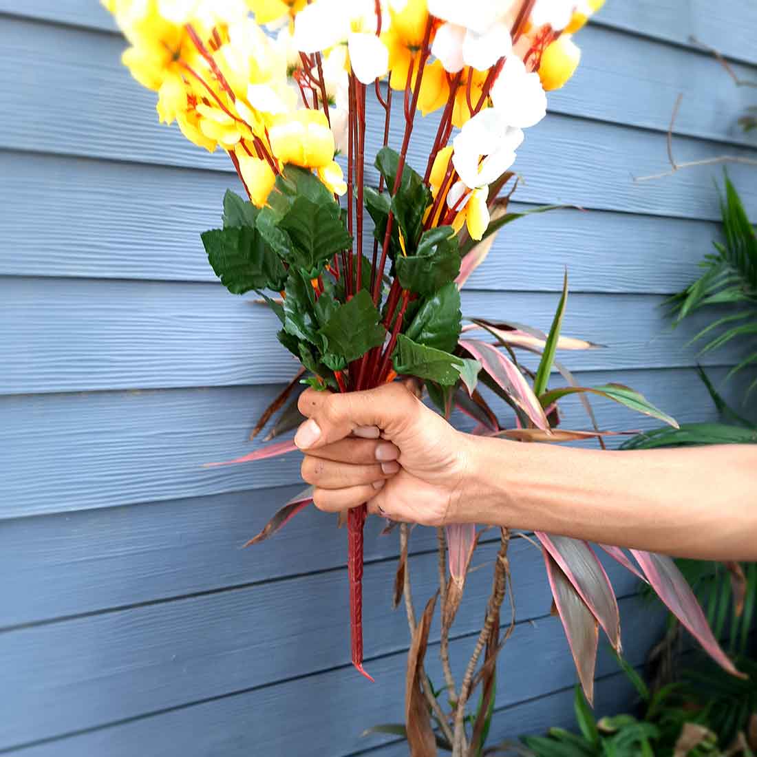 Artificial Flowers Bunch- Apkamart #color_White & Yellow