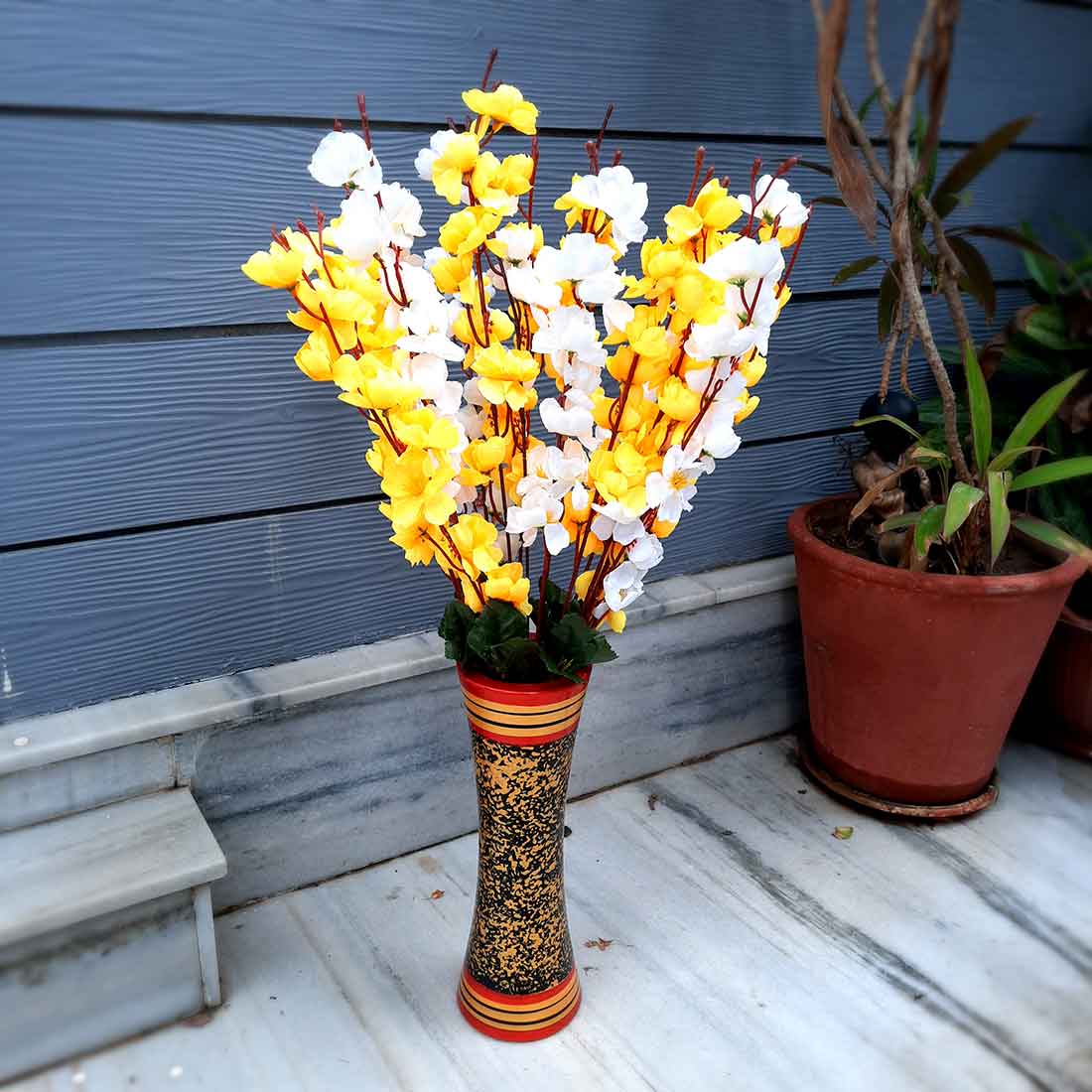 Artificial Flowers Bunch- Apkamart #color_White & Yellow