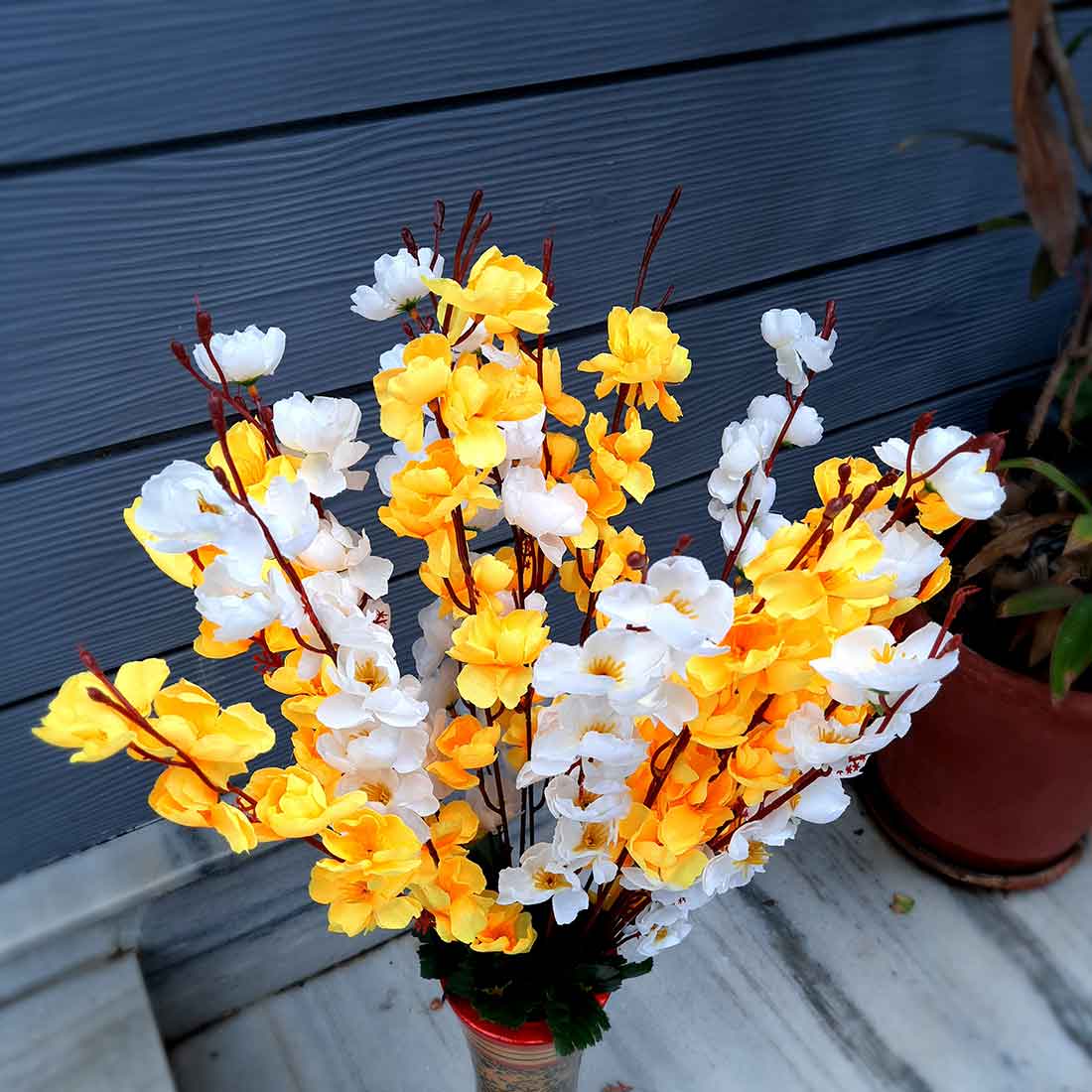Artificial Flowers Bunch- Apkamart #color_White & Yellow