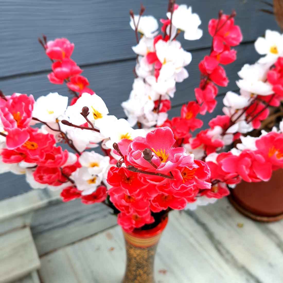 Artificial Flowers Bunch- Apkamart #color_White & Pink