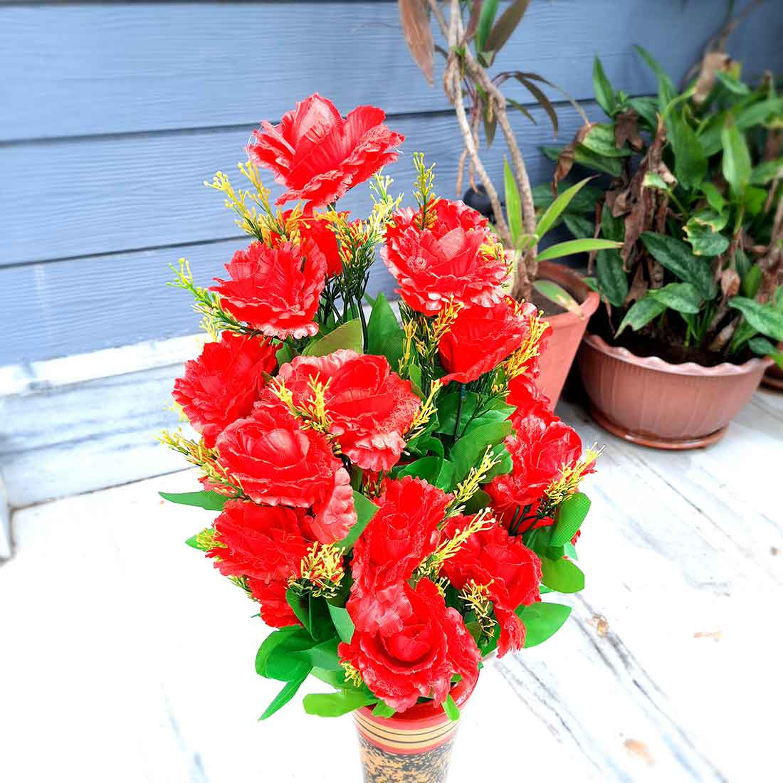 Artificial Flowers Bunch- Apkamart #color_Red