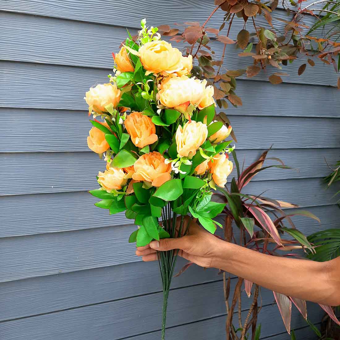 Artificial Flowers Bunch- Apkamart #color_Peach