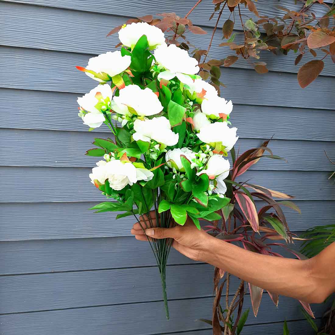 Artificial Flowers Bunch- Apkamart #color_White