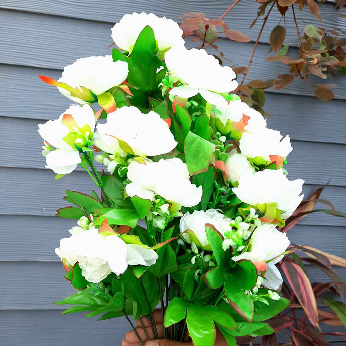 Artificial Flowers Bunch- Apkamart #color_White