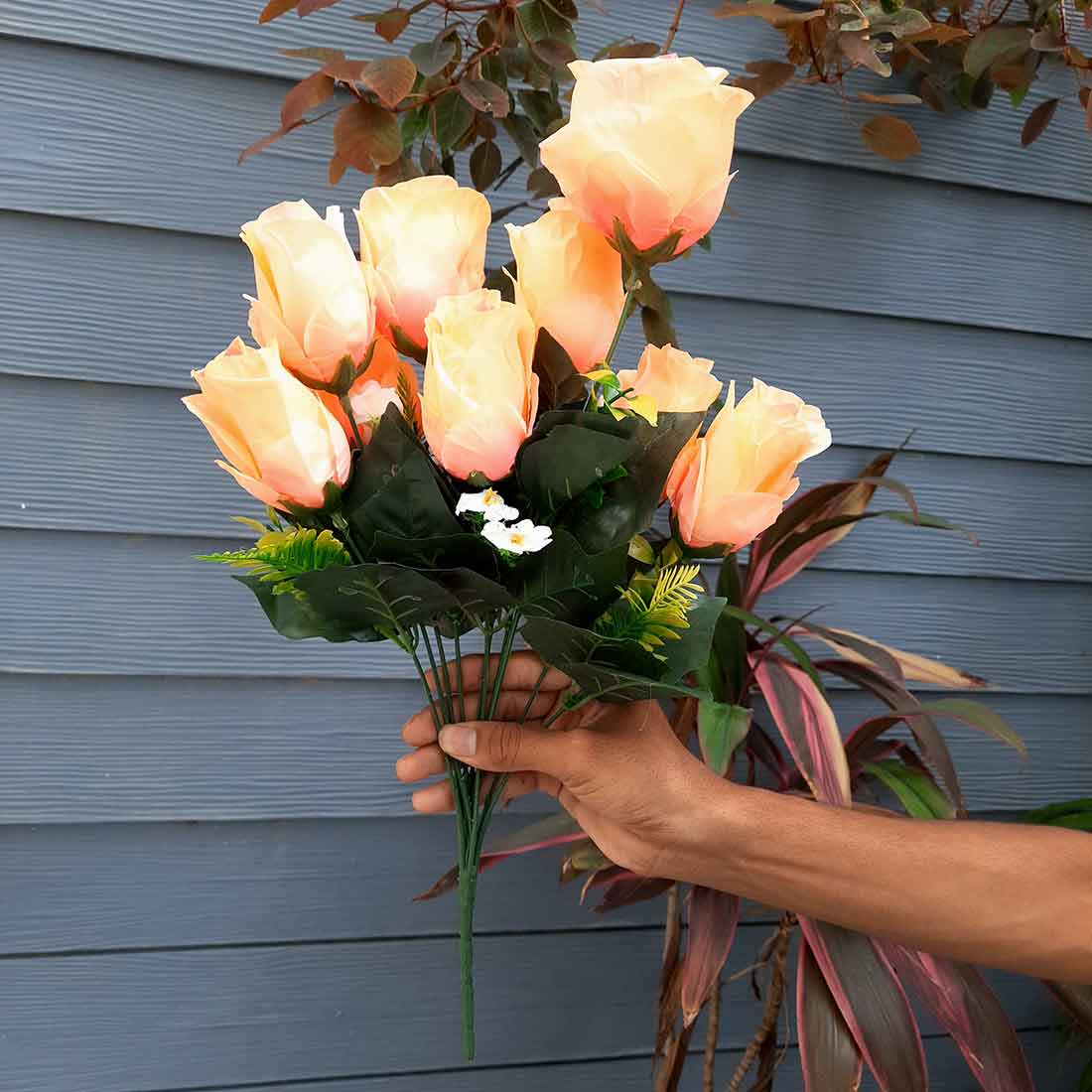 Artificial Flowers Bunch- Apkamart #color_Peach