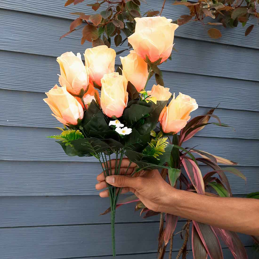 Artificial Flowers Bunch- Apkamart #color_Peach