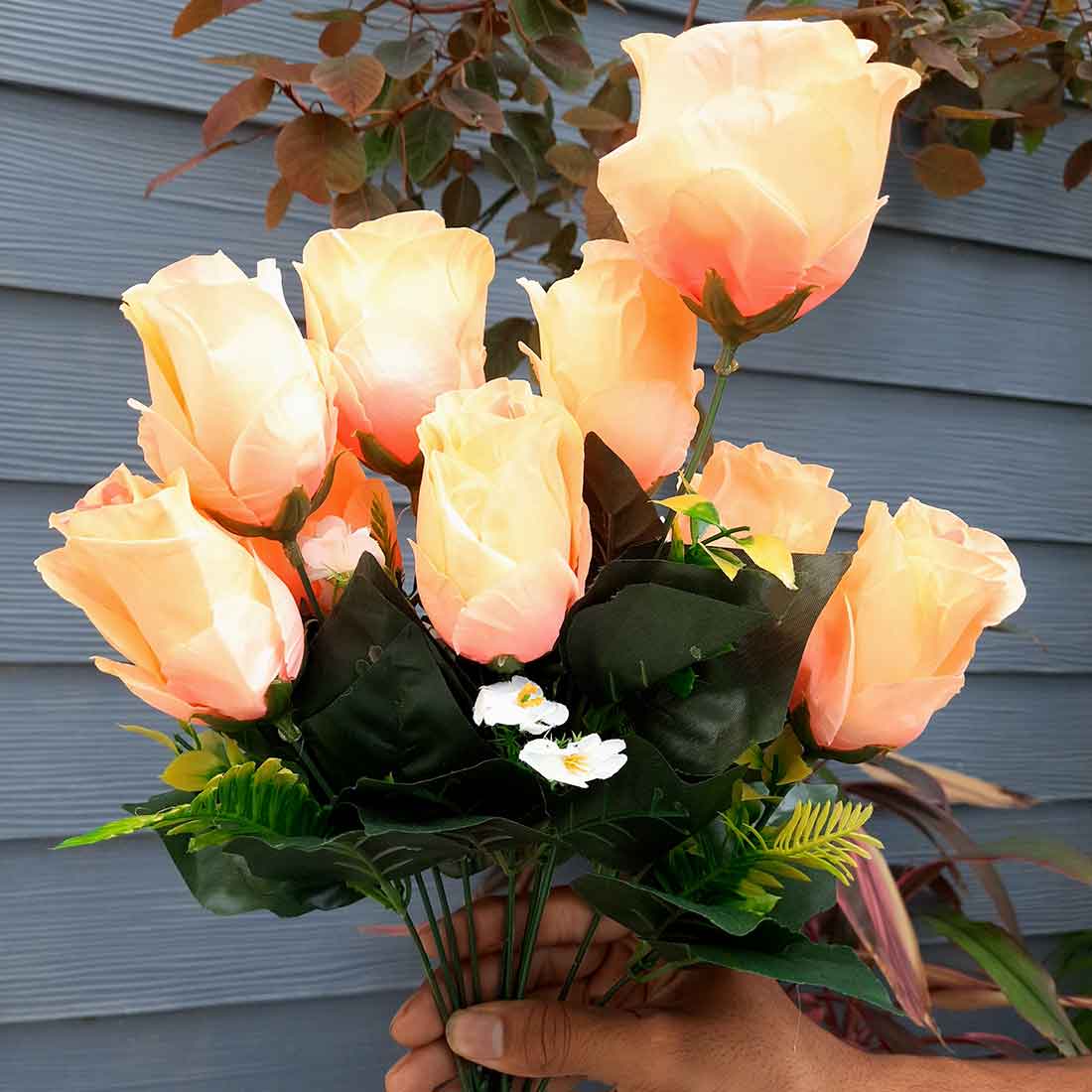 Artificial Flowers Bunch- Apkamart #color_Peach