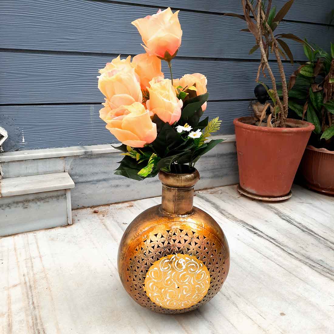 Artificial Flowers Bunch- Apkamart #color_Peach