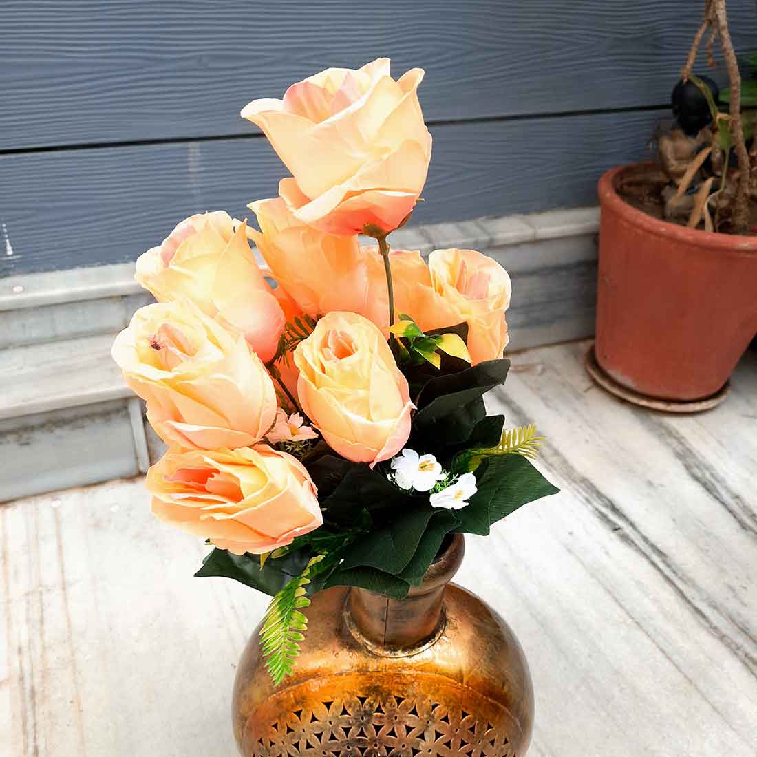 Artificial Flowers Bunch- Apkamart #color_Peach