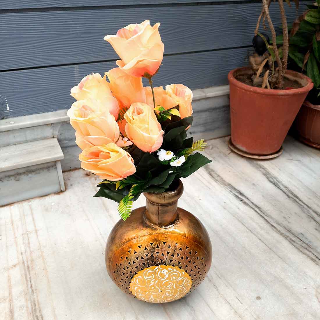 Artificial Flowers Bunch- Apkamart #color_Peach