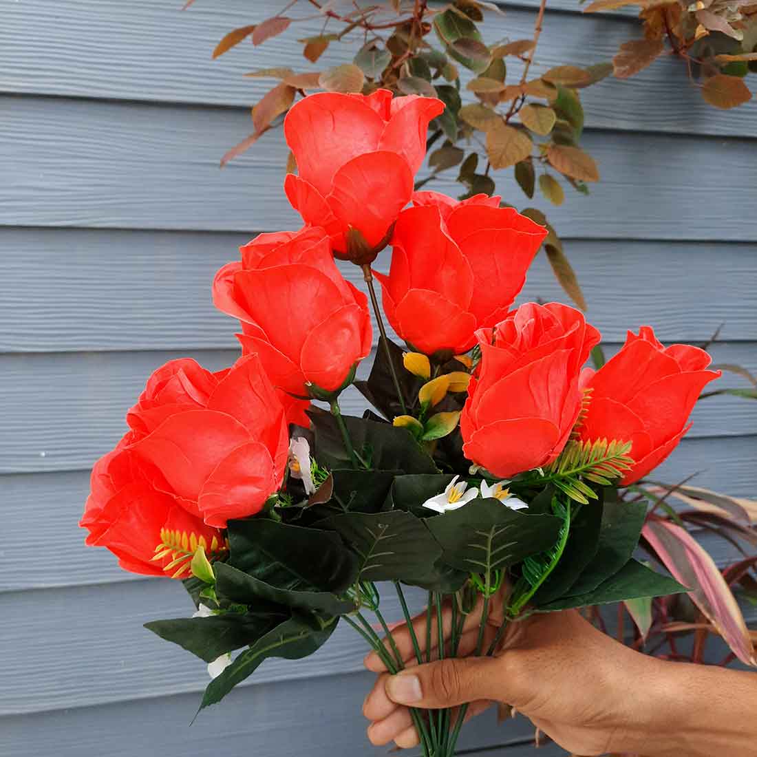 Artificial Flowers Bunch- Apkamart #color_Red