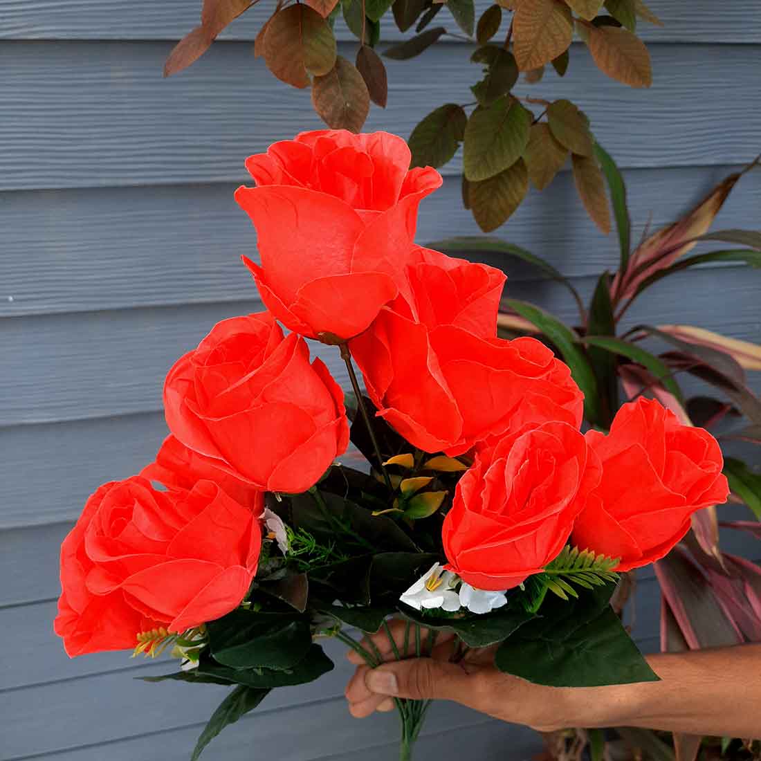 Artificial Flowers Bunch- Apkamart #color_Red