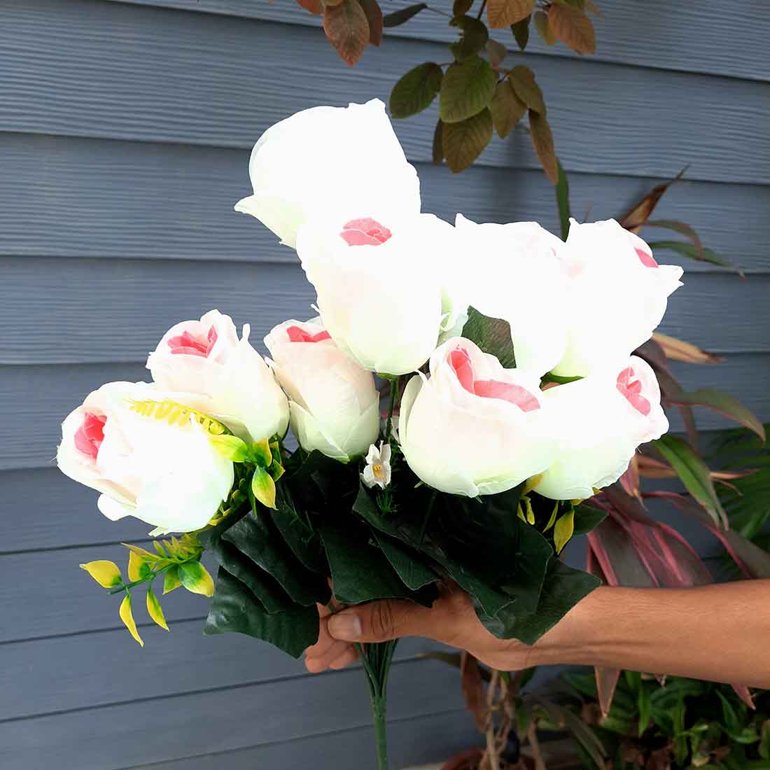 Artificial Flowers Bunch- Apkamart #color_White