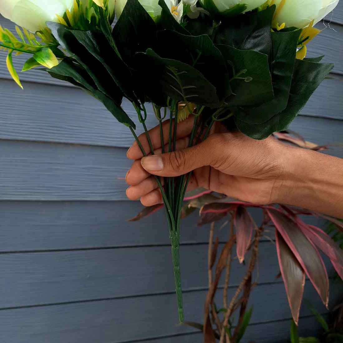 Artificial Flowers Bunch- Apkamart #color_White