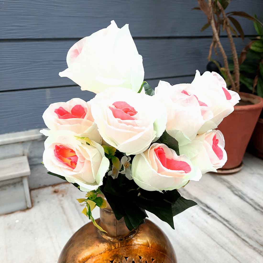 Artificial Flowers Bunch- Apkamart #color_White