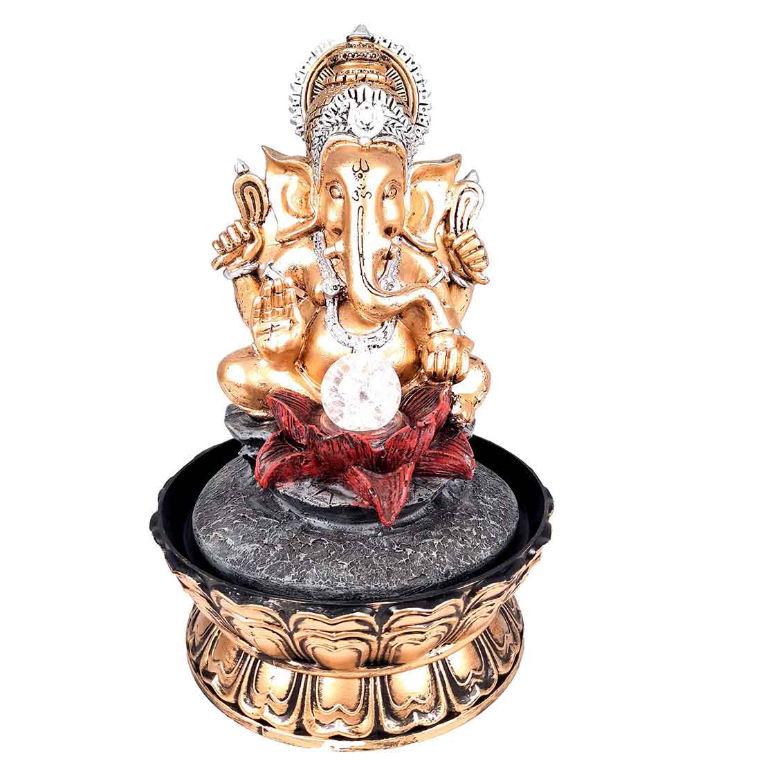 Indoor Water Fountain with LED Lights - Ganesh Design | Decoration Table Waterfall Cum Showpiece - For Vastu, Table, Office, Living Room, Home Decor & Gifts - 21 Inch - Apkamart #Style_Design 2