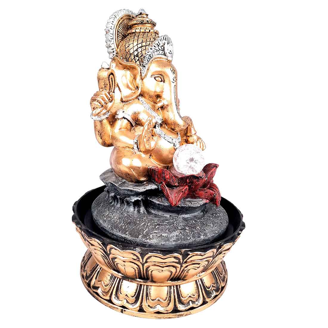 Indoor Water Fountain with LED Lights - Ganesh Design | Decoration Table Waterfall Cum Showpiece - For Vastu, Table, Office, Living Room, Home Decor & Gifts - 21 Inch - Apkamart #Style_Design 2