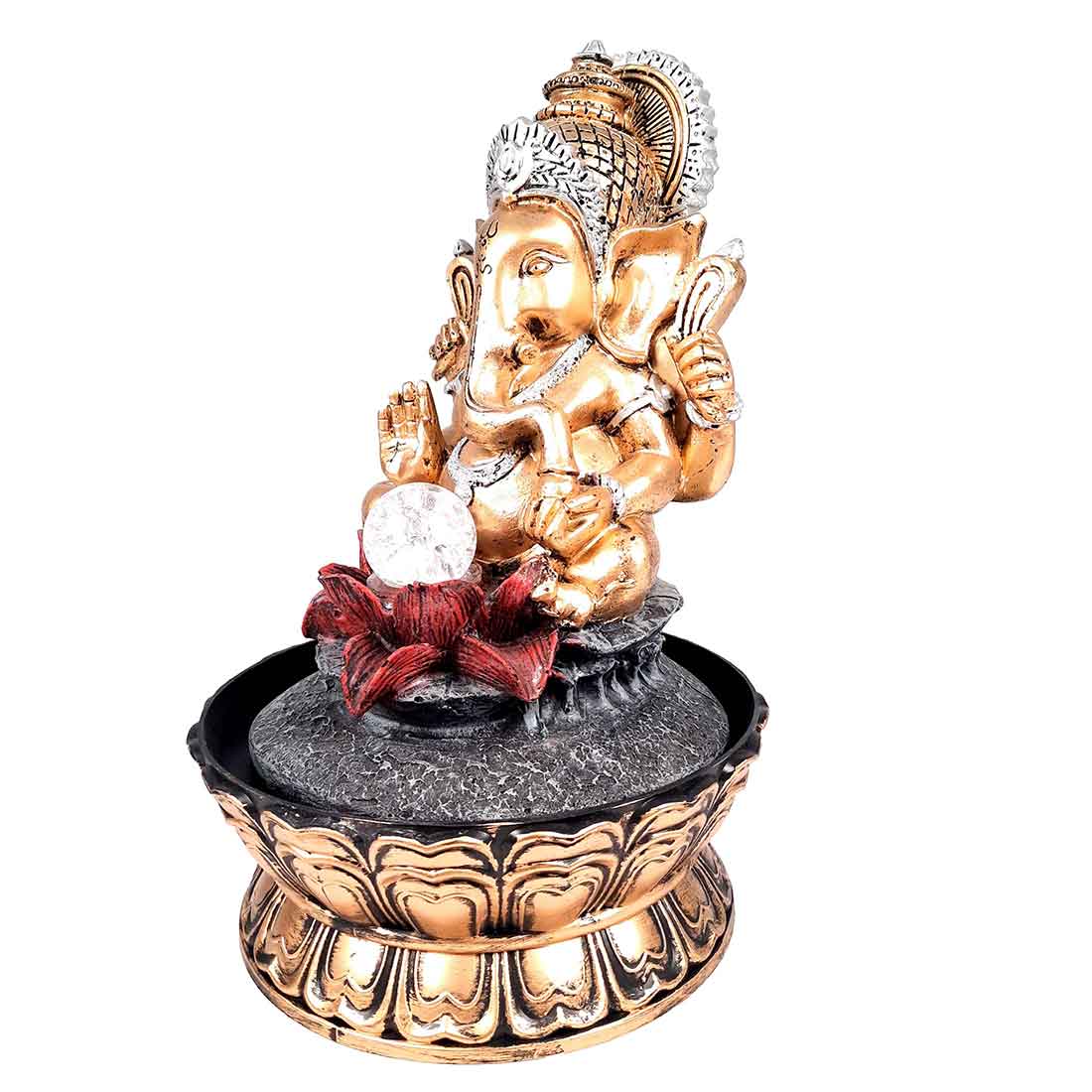 Indoor Water Fountain with LED Lights - Ganesh Design | Decoration Table Waterfall Cum Showpiece - For Vastu, Table, Office, Living Room, Home Decor & Gifts - 21 Inch - Apkamart #Style_Design 2