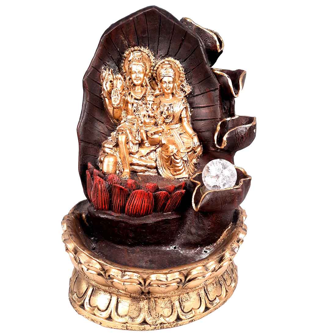Table Water Fountains with LED Lights | Shiv Parvati Statue with Water Fountain - For Tabletop, Living Room, Garden & Home Decoration - 14 Inch - Apkamart #Style_Design 2