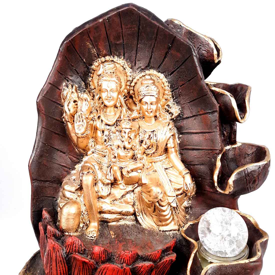 Table Water Fountains with LED Lights | Shiv Parvati Statue with Water Fountain - For Tabletop, Living Room, Garden & Home Decoration - 14 Inch - Apkamart #Style_Design 2