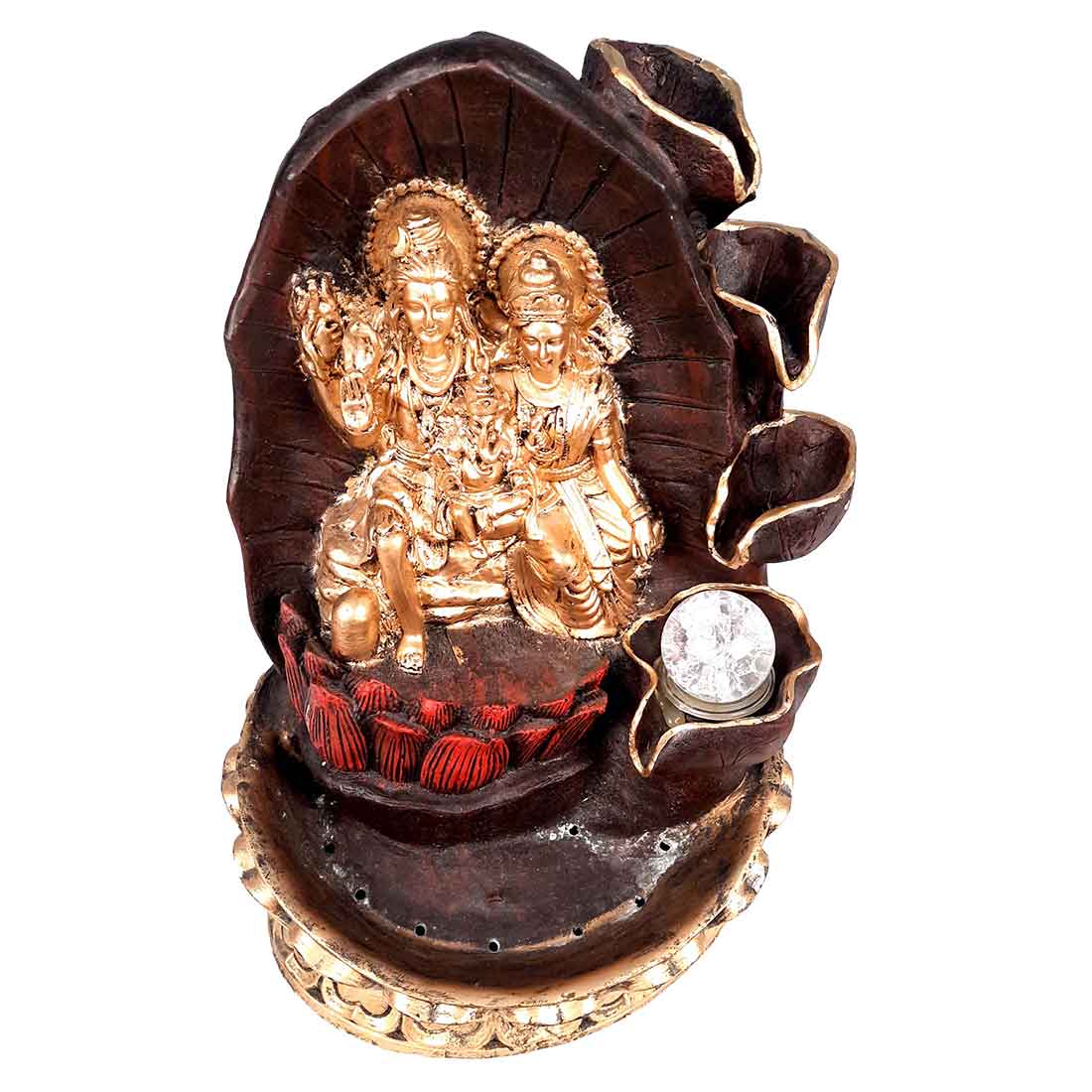 Table Water Fountains with LED Lights | Shiv Parvati Statue with Water Fountain - For Tabletop, Living Room, Garden & Home Decoration - 14 Inch - Apkamart #Style_Design 2