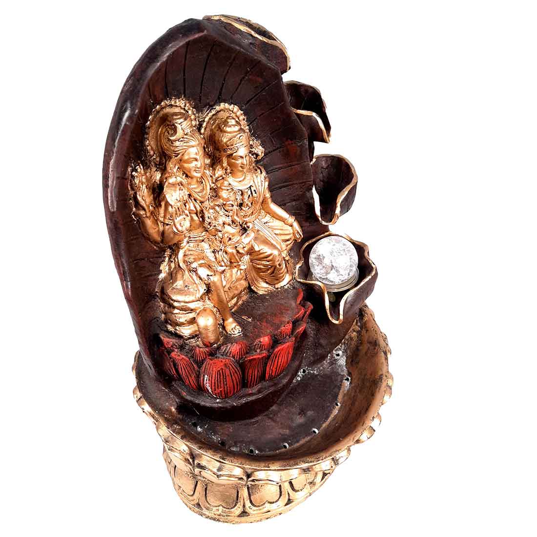 Table Water Fountains with LED Lights | Shiv Parvati Statue with Water Fountain - For Tabletop, Living Room, Garden & Home Decoration - 14 Inch - Apkamart #Style_Design 2