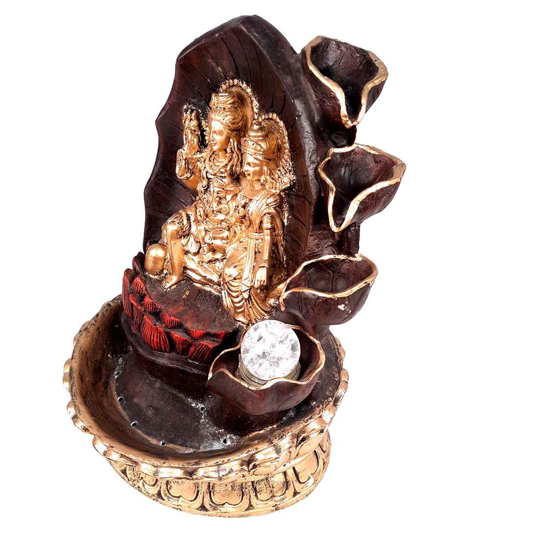 Table Water Fountains with LED Lights | Shiv Parvati Statue with Water Fountain - For Tabletop, Living Room, Garden & Home Decoration - 14 Inch - Apkamart #Style_Design 2