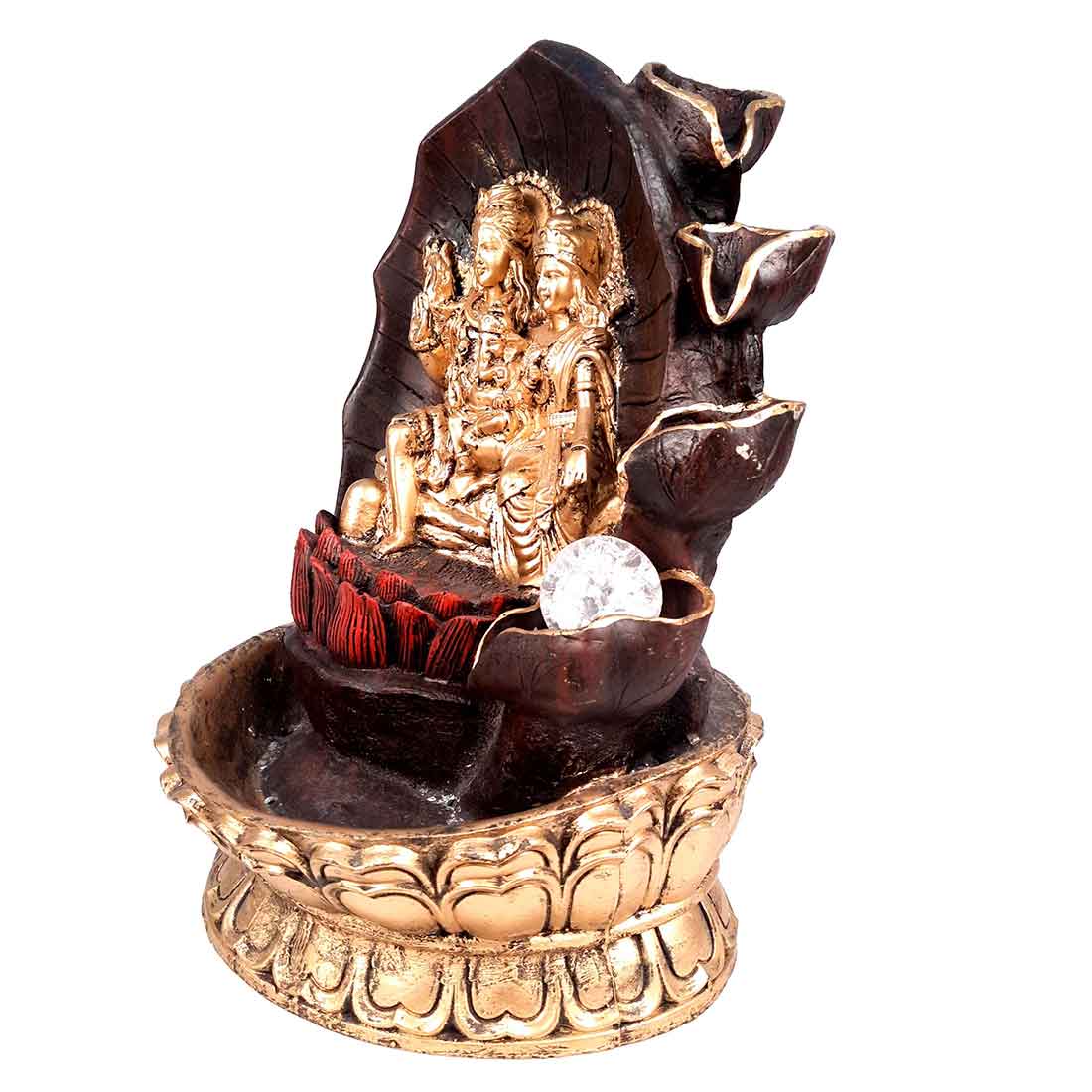 Table Water Fountains with LED Lights | Shiv Parvati Statue with Water Fountain - For Tabletop, Living Room, Garden & Home Decoration - 14 Inch - Apkamart #Style_Design 2