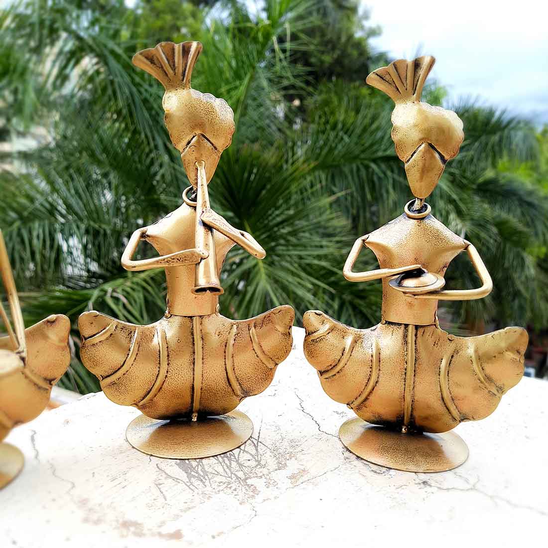 Rajasthani Musician Showpiece - For Table & Home Decor - 8 Inch - Set of 3 - ApkaMart