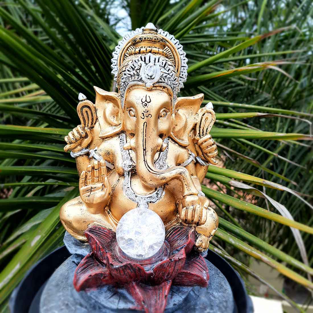Indoor Water Fountain with LED Lights - Ganesh Design | Decoration Table Waterfall Cum Showpiece - For Vastu, Table, Office, Living Room, Home Decor & Gifts - 21 Inch - Apkamart #Style_Design 2