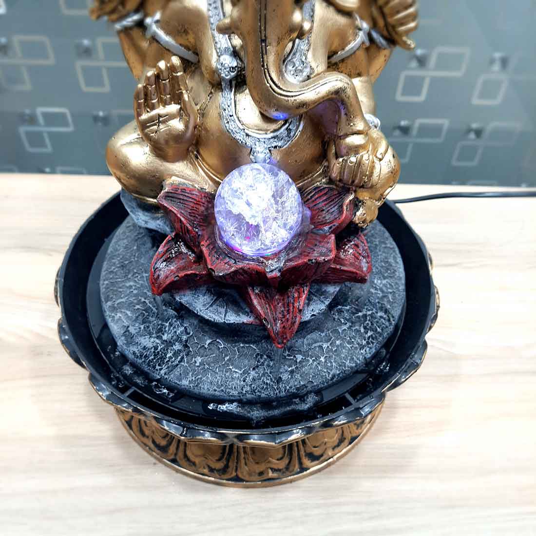 Indoor Water Fountain with LED Lights - Ganesh Design | Decoration Table Waterfall Cum Showpiece - For Vastu, Table, Office, Living Room, Home Decor & Gifts - 21 Inch - Apkamart #Style_Design 2