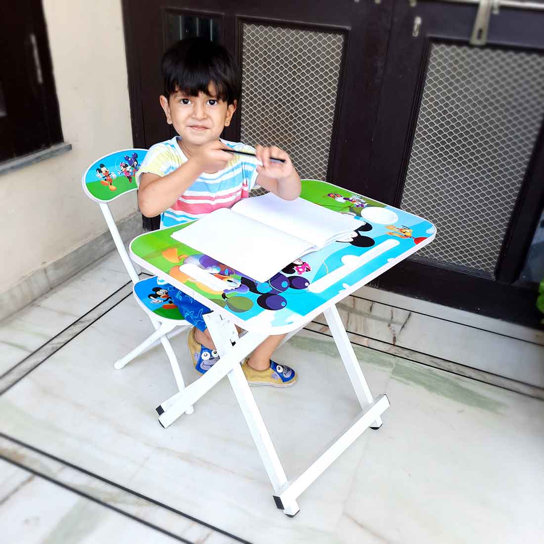 Kids Study Table Chair Set - Mickey Mouse Design - for Arts & Craft | Reading | Home Work - ApkaMart