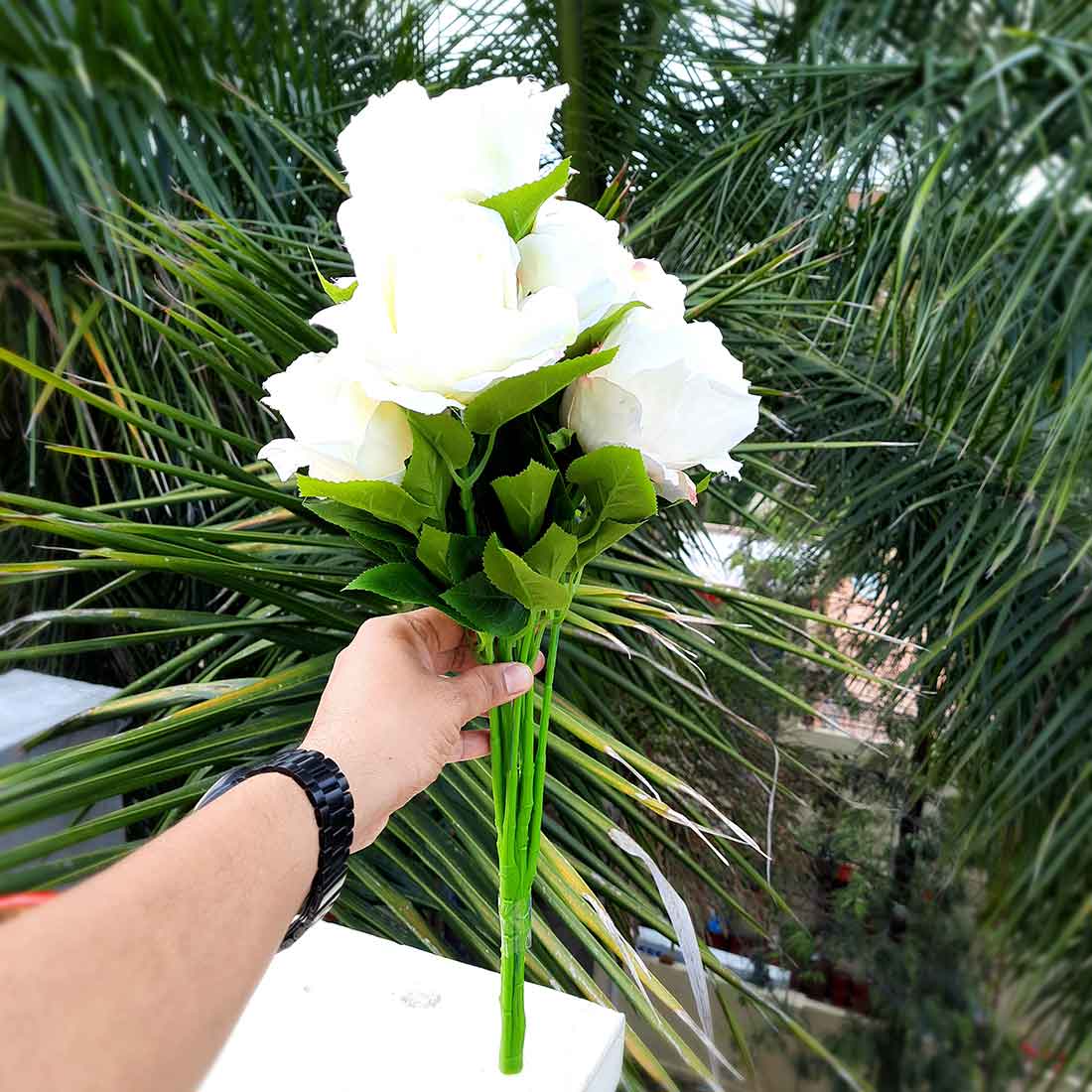 Artificial Flowers Bunch- Apkamart #color_White
