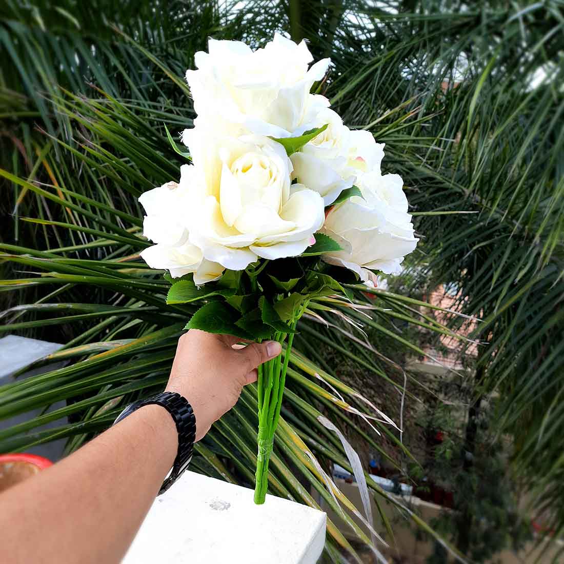 Artificial Flowers Bunch- Apkamart #color_White