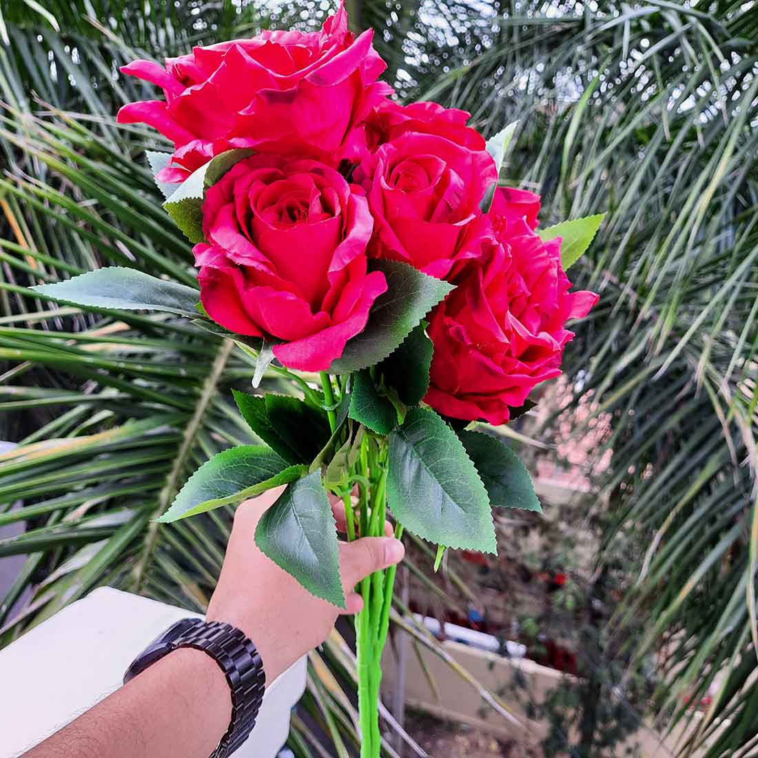 Artificial Flowers Bunch- Apkamart #color_Red