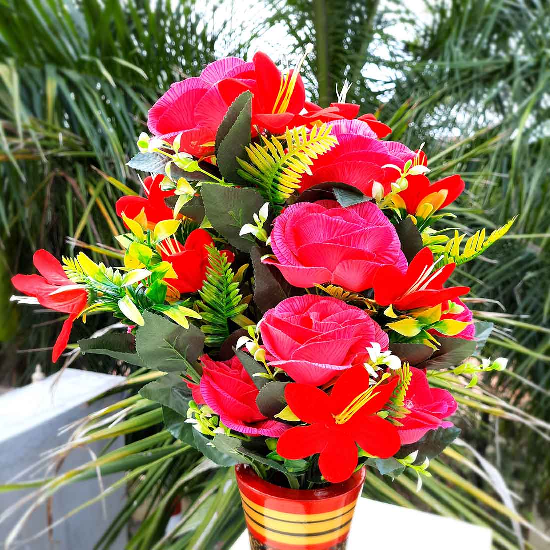 Artificial Flowers Bunch- Apkamart #color_Red