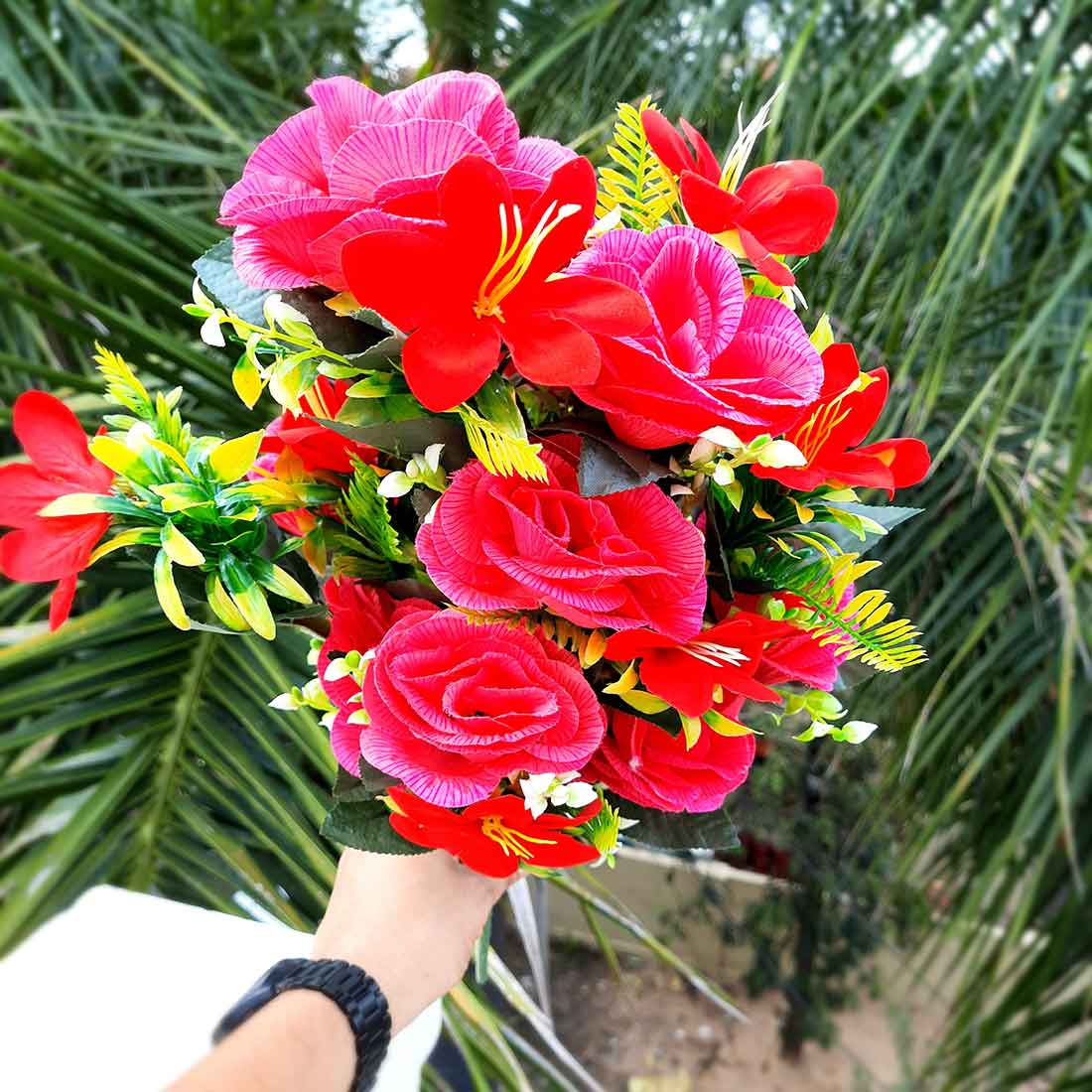 Artificial Flowers Bunch- Apkamart #color_Red