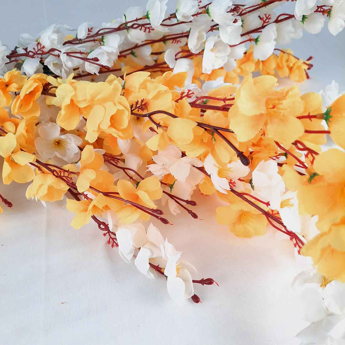 Artificial Flowers Bunch- Apkamart #color_White & Yellow