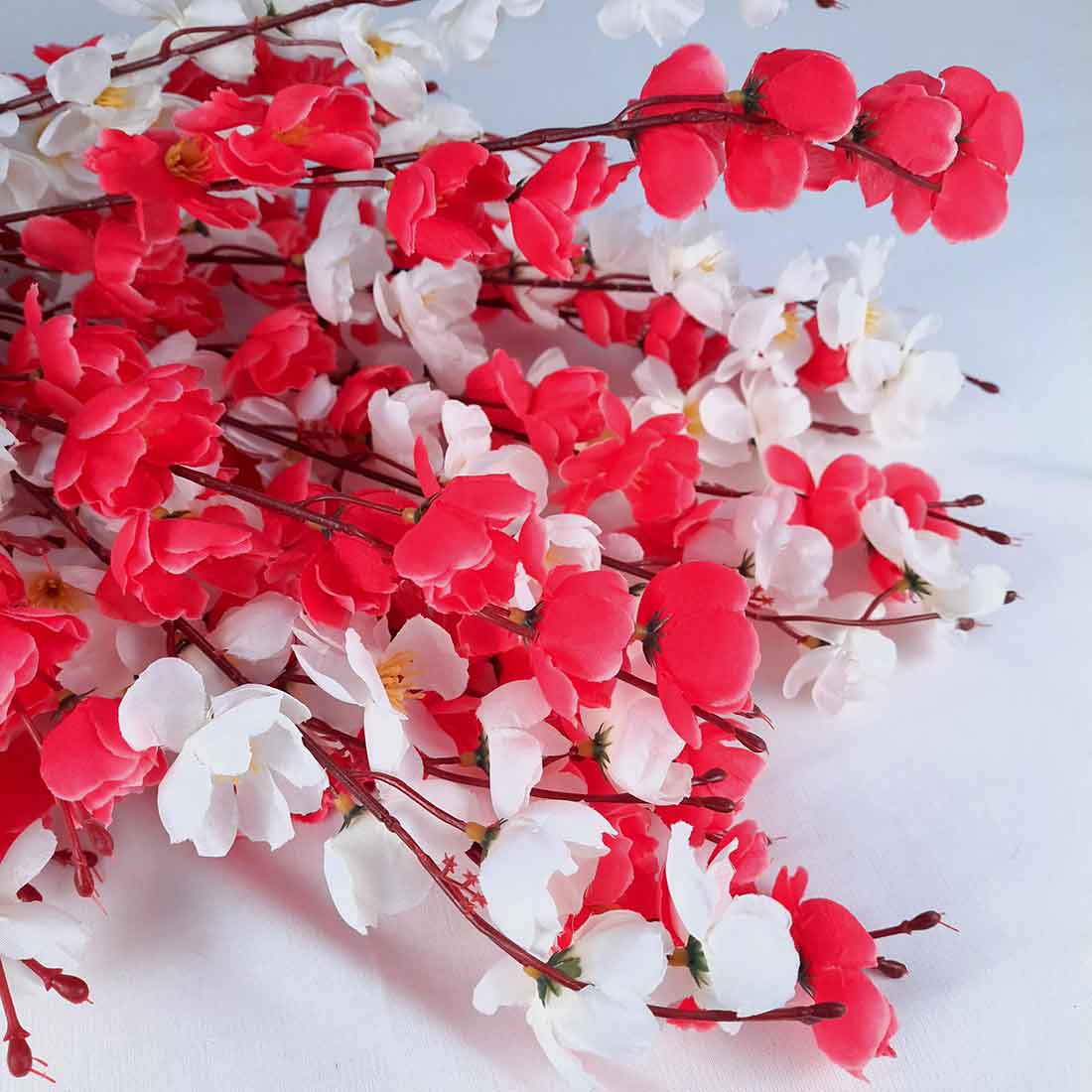 Artificial Flowers Bunch- Apkamart #color_White & Dark Pink