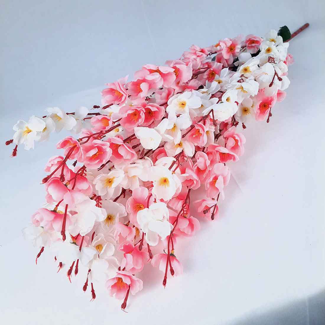 Artificial Flowers Bunch- Apkamart #color_White & Pink