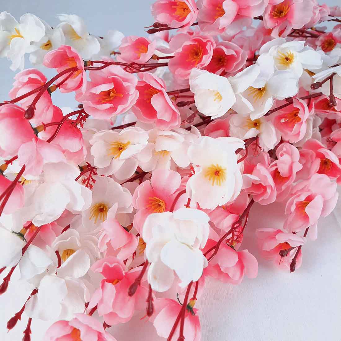 Artificial Flowers Bunch- Apkamart #color_White & Pink