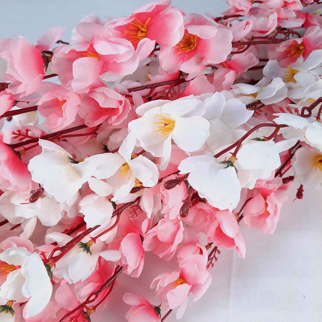 Artificial Flowers Bunch- Apkamart #color_White & Pink