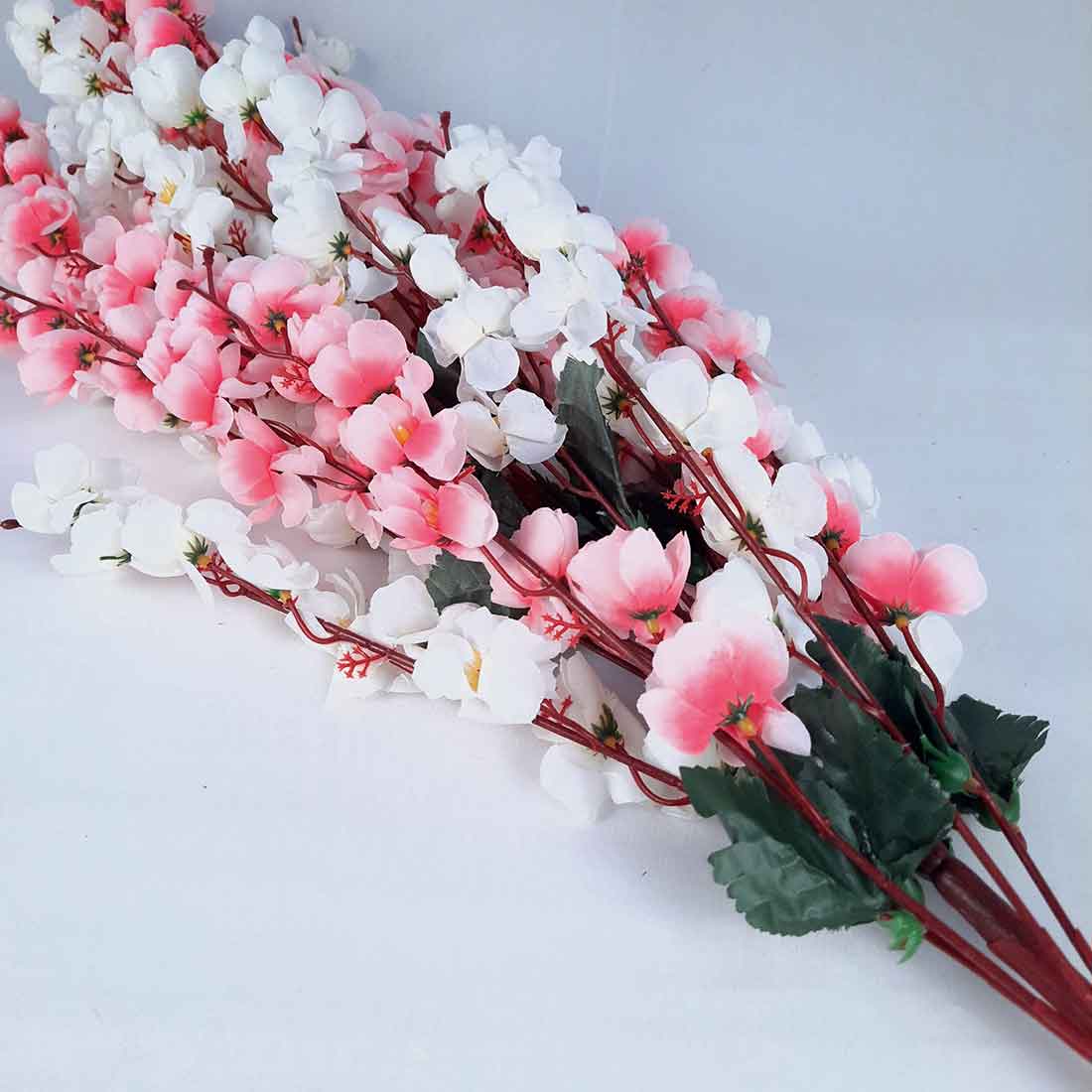 Artificial Flowers Bunch- Apkamart #color_White & Pink