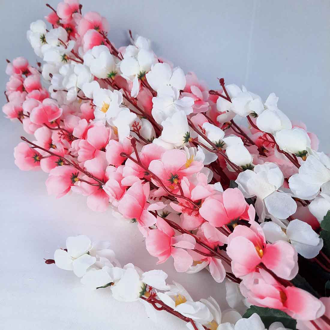 Artificial Flowers Bunch- Apkamart #color_White & Pink