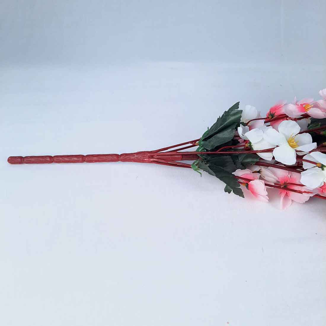 Artificial Flowers Bunch- Apkamart #color_White & Pink
