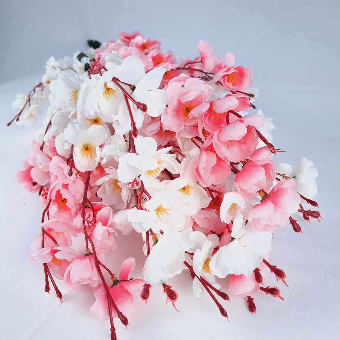 Artificial Flowers Bunch- Apkamart #color_White & Pink