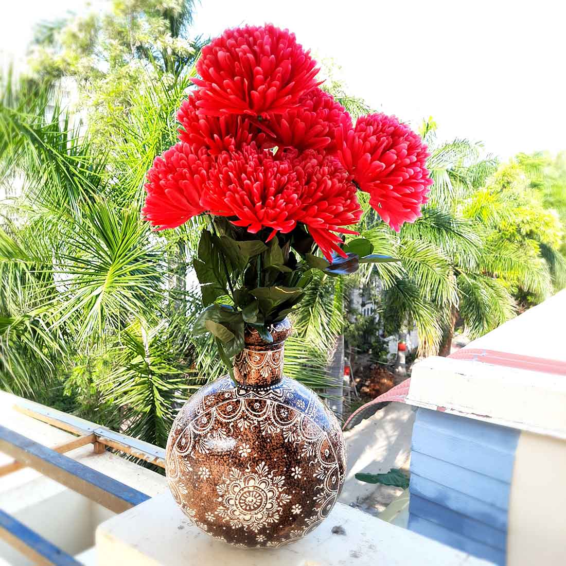 Artificial Flowers Bunch- Apkamart #color_Red