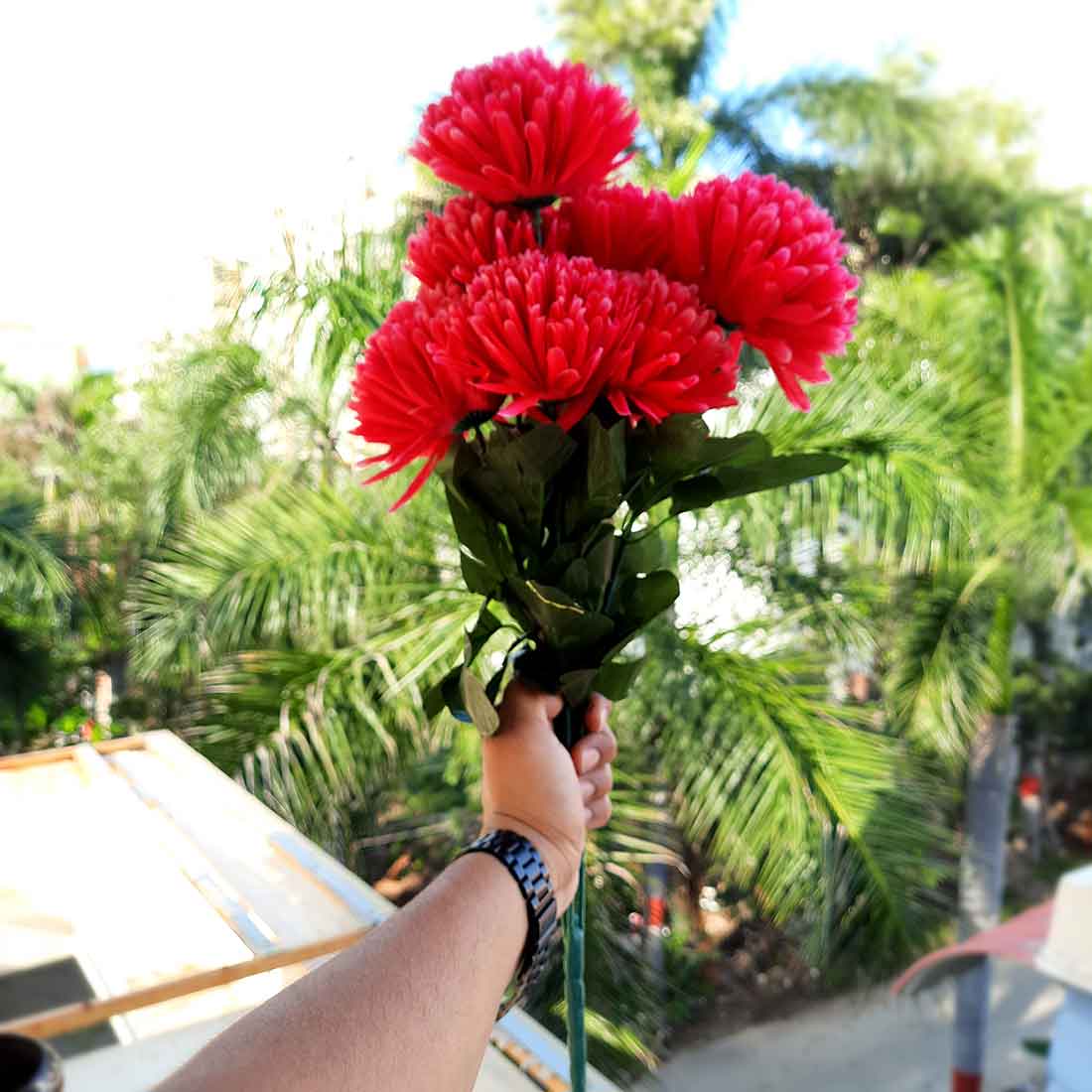 Artificial Flowers Bunch- Apkamart #color_Red