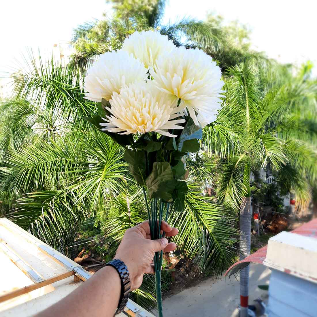 Artificial Flowers Bunch- Apkamart #color_White